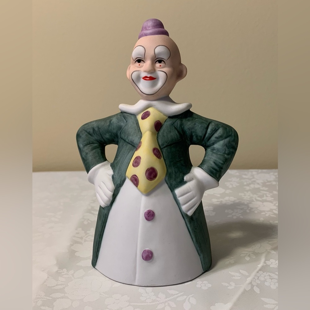 EUC Clown Bell: Fine Porcelain Figurine, Hand Painted, Vintage 1985